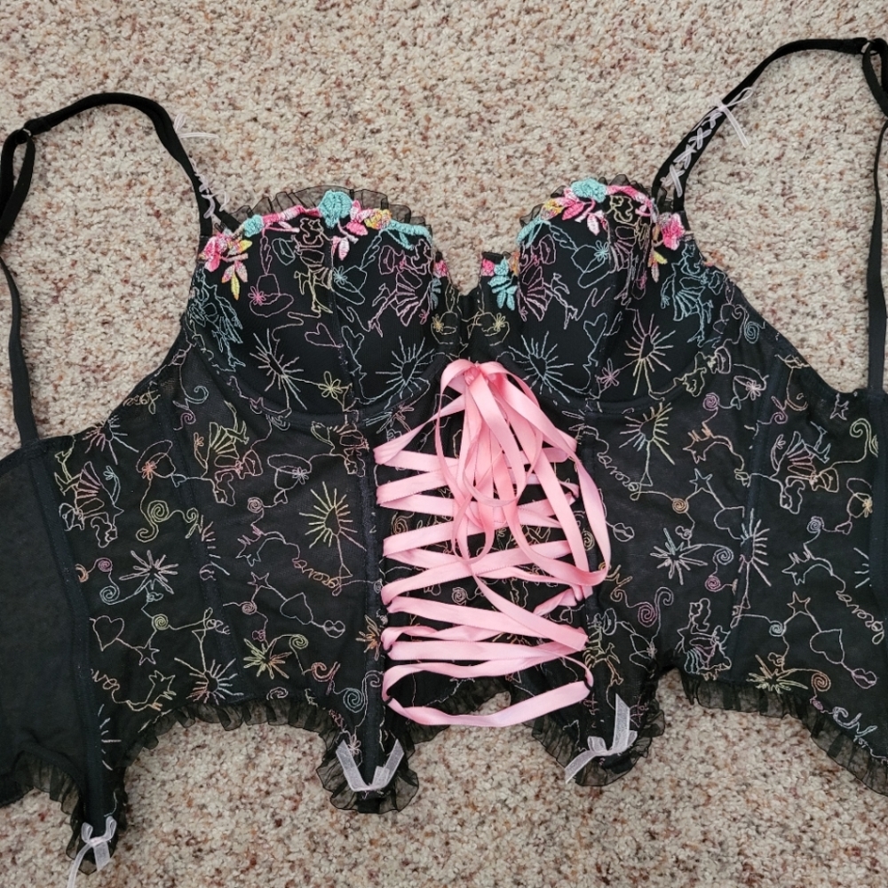 Embroidered corset top